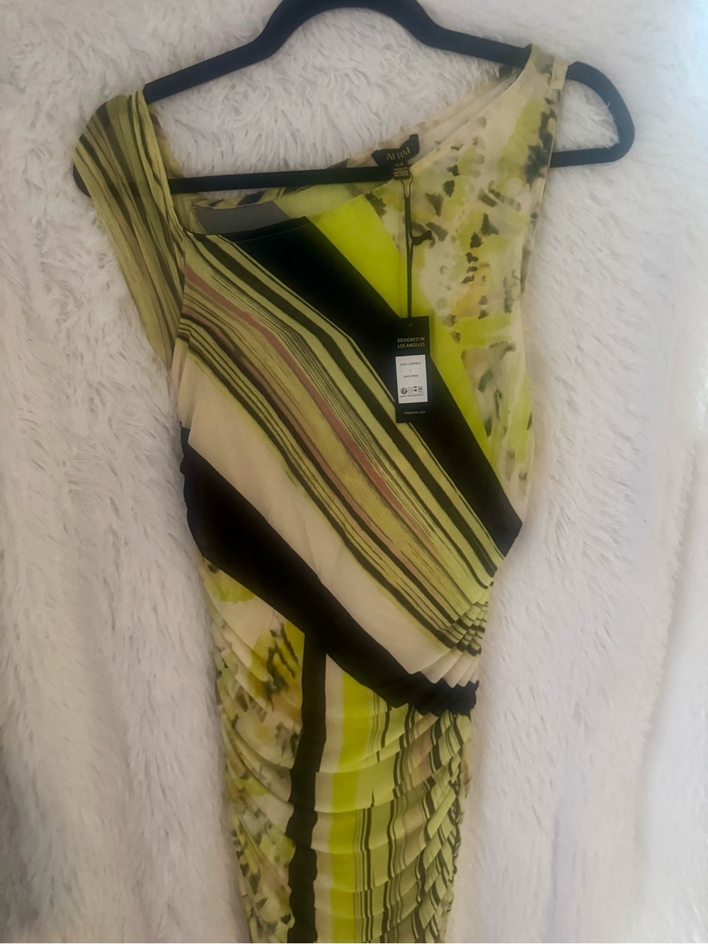 AFRM Lime Green and Black Striped Maxi Dress - Picture 6 of 8